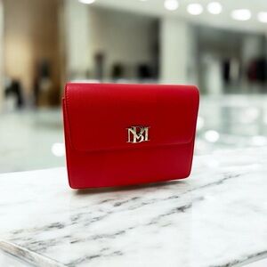 Badgley Mischka Red Clutch with Silver Logo